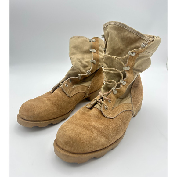 Wellco Military Combat Boots Size 10 Tan Suede / Canvas Desert Service - Used - Picture 1 of 6
